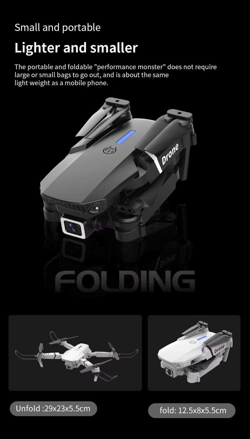 Drone con Cámara + Control Remoto 2.4G - 100m Alcance con WiFi FPV