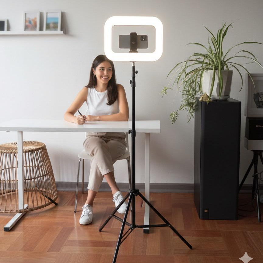 Panel de Luz LED Cuadrado 240 LEDs + Trípode 2.1m - Kit Profesional para Streaming y Fotografía